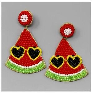 New! Beaded Watermelon Earrings